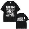 T-shirt Grafica Tour 97 Rock Band Kmfdm Estate Uomo Donna Vintage Gotico Punk Streetwear Maschile Cotone Puro T-shirt