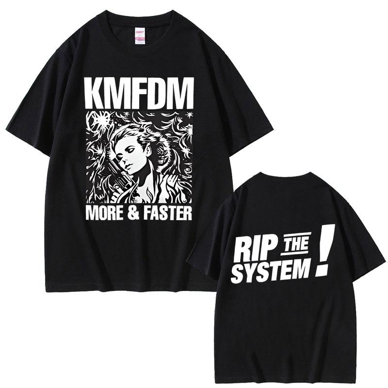 Camiseta Gráfica de Tour de Rock Kmfdm 97 Verano Hombres Mujeres Vintage Gótico Punk Streetwear Masculino Casual Camisetas de Algodón Puro