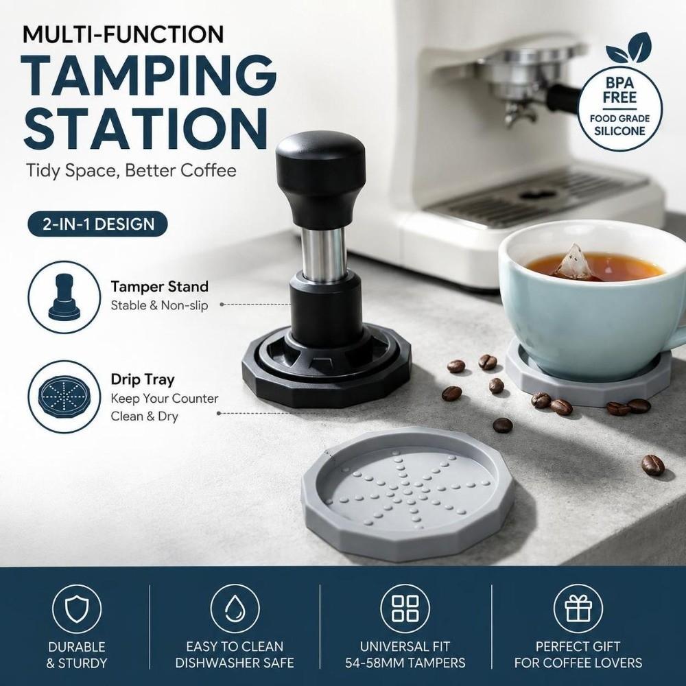 Silicone Barista Tamper Base 51-58MM Fit Coffee Mat Portable Coffee Tamper Mat Home