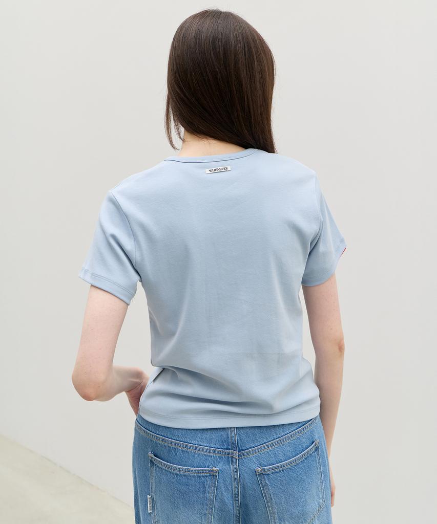 Leuba All-Day Cotton V-Neck T-Shirt - Polar Sky-Blue