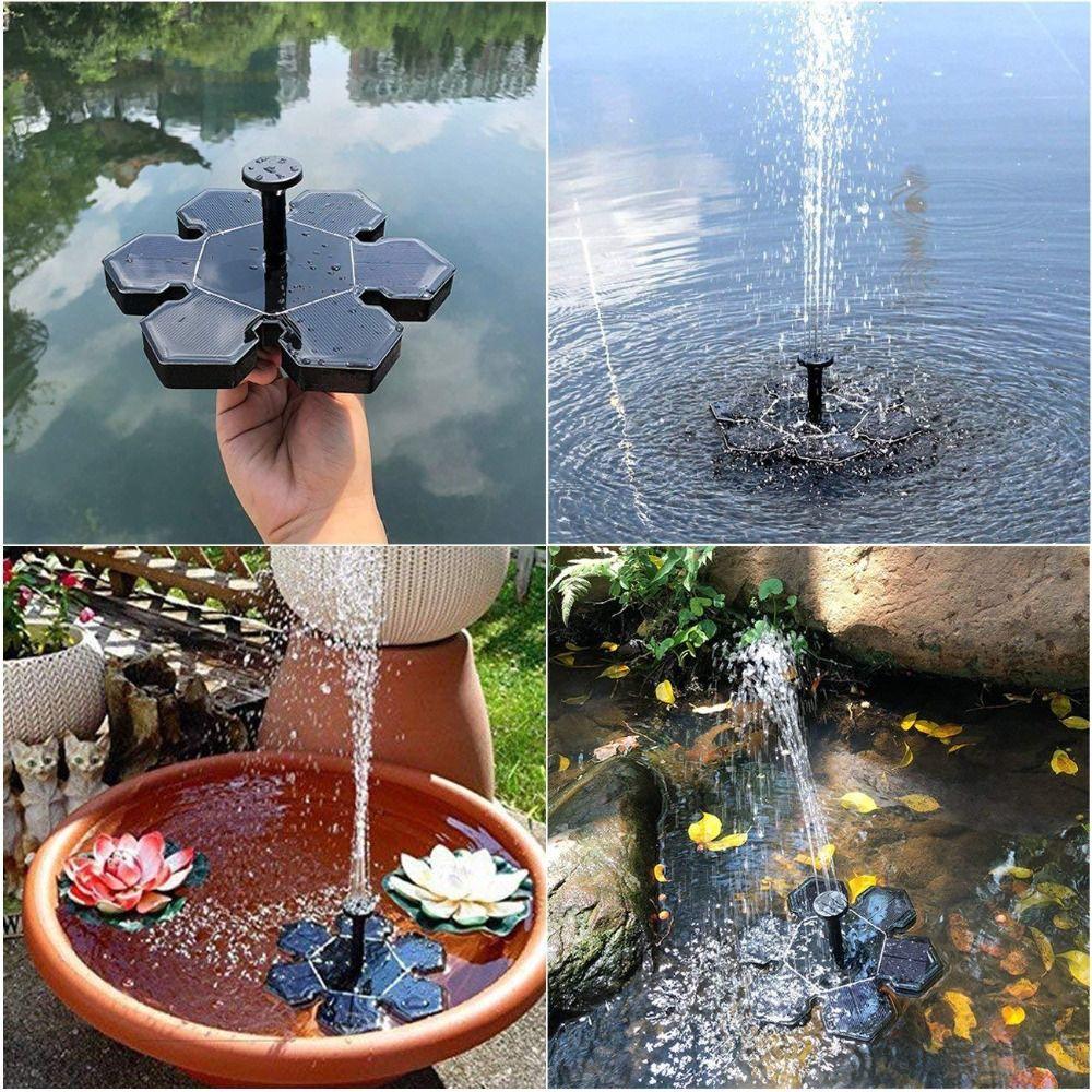 Multiple Nozzles Solar Powered Pump Floating Bird Bath Fountain Submersible Pump  Patio
