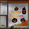 Static Cling Decals Halloween Window Decals, Spooky Pumpkin Bat Stickers, Self Decorative Holiday Stickers Adhesive Removable Glass Decor for
