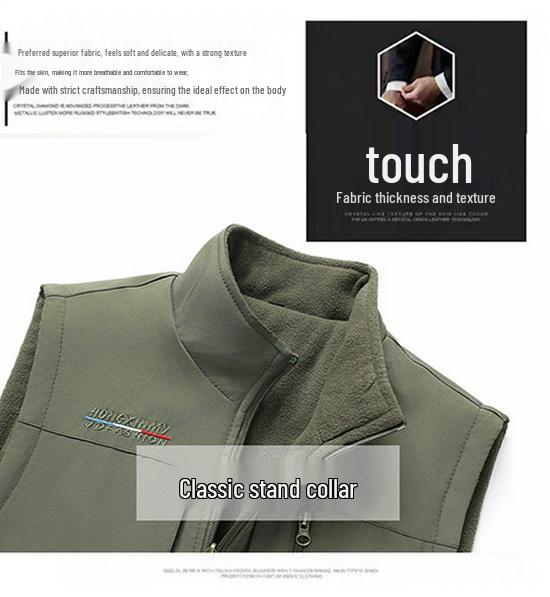 Men's Double-Sided Fleece-Lined Casual Jacket, Multi-Pocket, Dad Style for Autumn and Winter