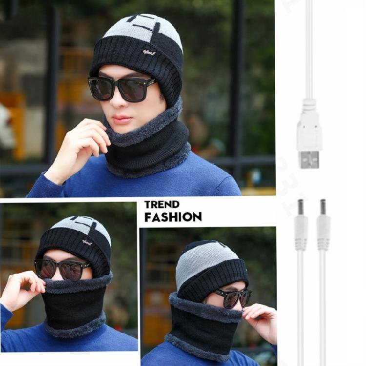 Winter Warm Beanies and Scarf Casual Hip Hop Hat Adult USB Heated Knitted Cap