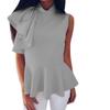 Women's Fashion Summer Round Neck Irregular Ruffled Slim Sleeveless Solid Top For Effortless Style