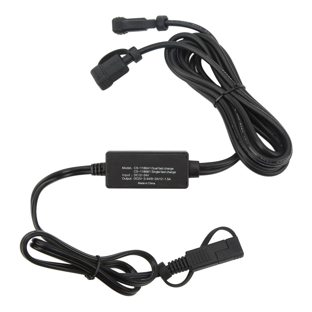 Motorcycle USB Phone Charger Dual Port Fast Charging with Intelligent Chip SAE To USB Adapter For