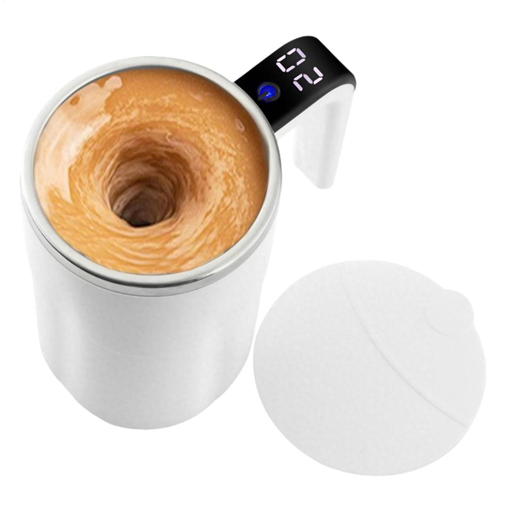 Automatic Stirring Coffee Mug Electric Rechargeable Self Stirring Cup with LCD Thermometer for Milk Cocoa Office Kitchen Travel