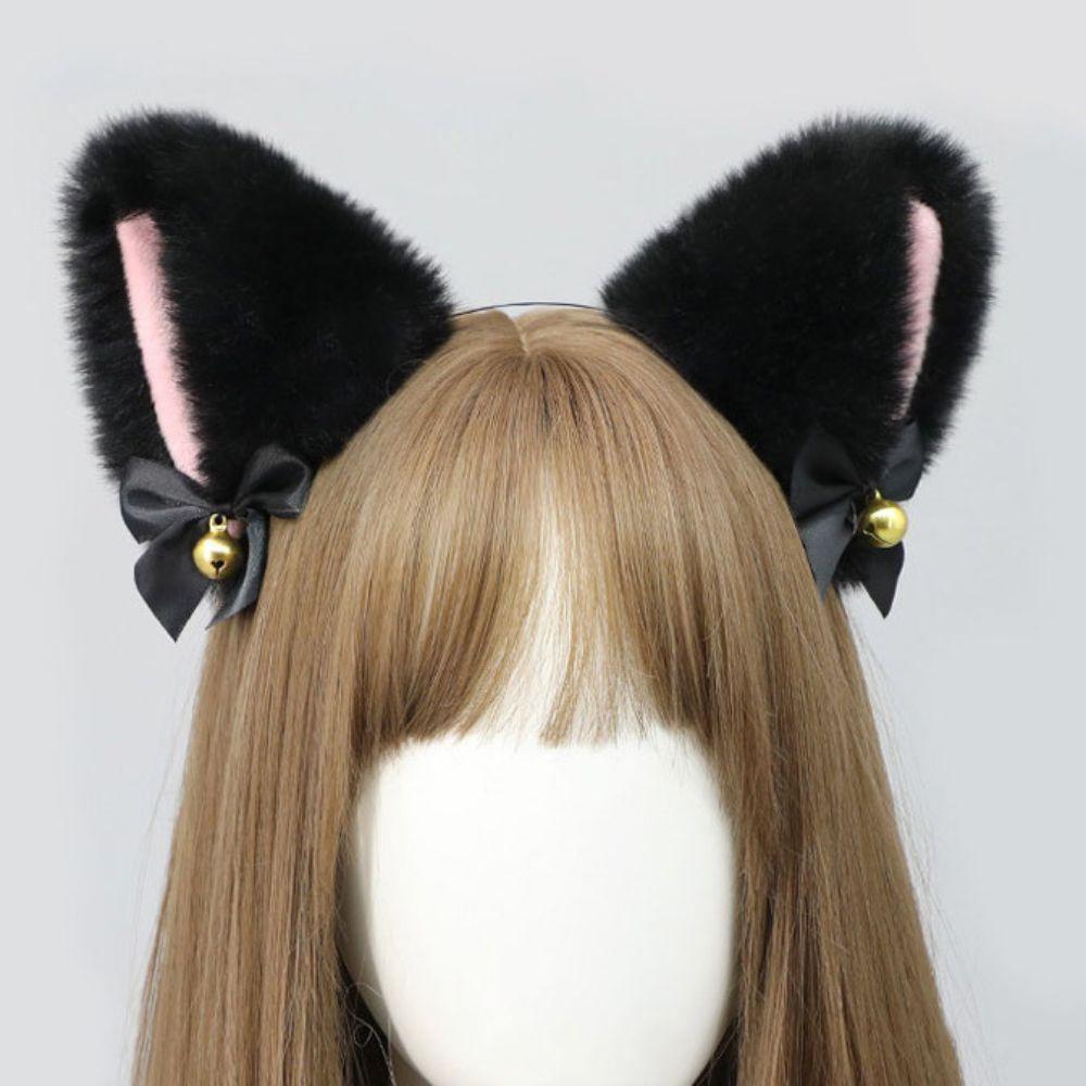 Handmade Fox Ears Hairband Ribbon Bow Animal Cosplay Hair Band Cat Ear Headband  Hair Accessories