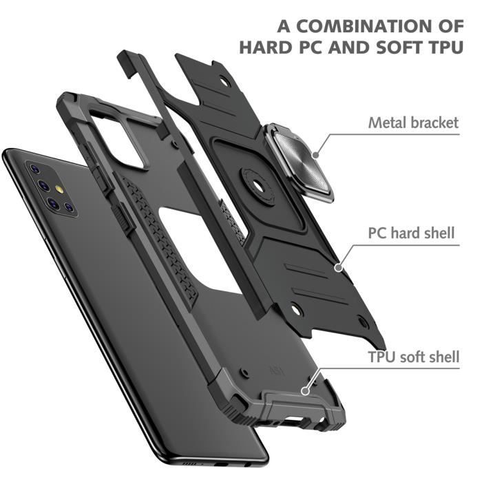 Case - Samsung - Galaxy A51 - Double Layer Reinforced - Shockproof - Ring Stand