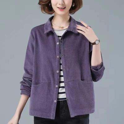 Damen Casual Umlegekragen Langarm Cord Strickjacken Blazer Jacke Locker Übergröße