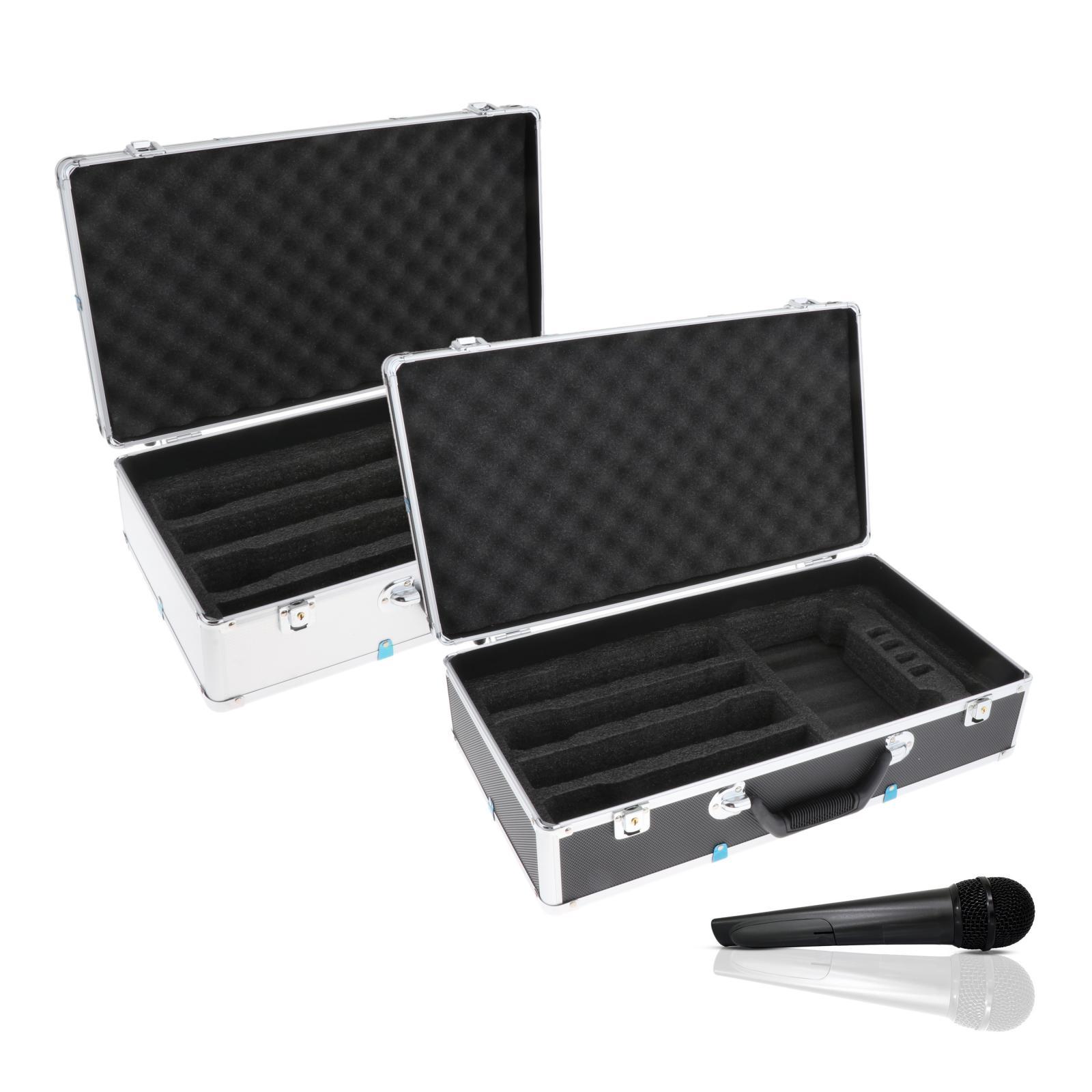 Microphone Bag EVA Inner Foam Hard Shell Portable Aluminum Mic Suitcase Guide nero