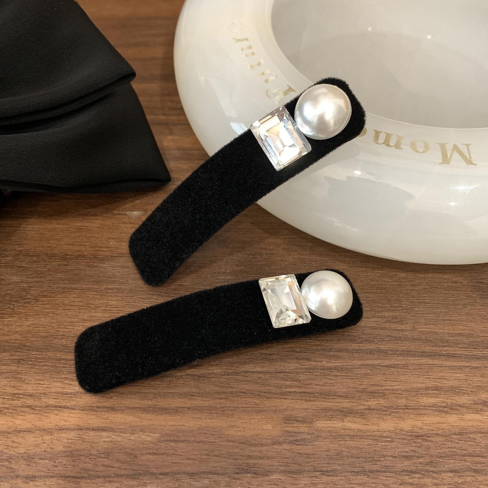 Gentle pearl velvet hairpin autumn and winter temperament high-end side broken hairpin