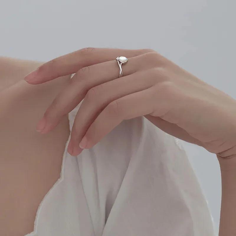 Y2K Exquisite Shell Lovely Ocean Ring Women's Shining Zircon Hollow Open Ring Birthday Party Jewelry Accessories Girls Gift