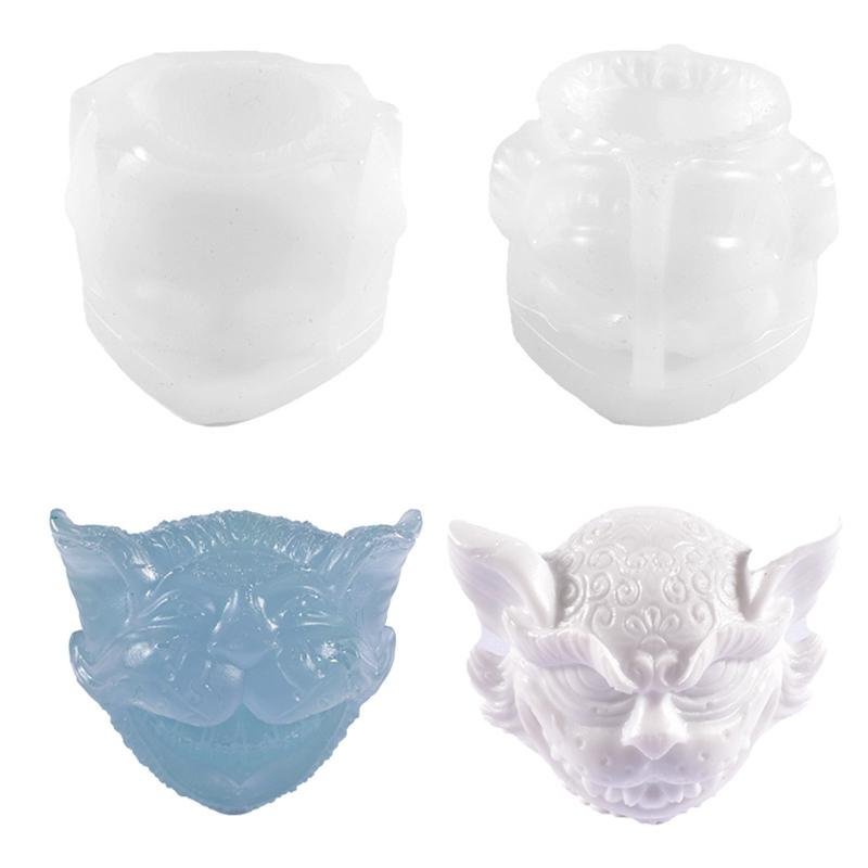 Cute Evil for Cat Animal Candle Mold 3D Abstract Resin Epoxy Casting Molds for Home Decor Ornament Aromatherapy Mold
