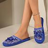 Fashion Shoes for Women 2025 Hot Sale Baotou Women's Slippers Fashion Crystal Floral Daily Slippers Women New Mesh Flat Slippers Zapatos