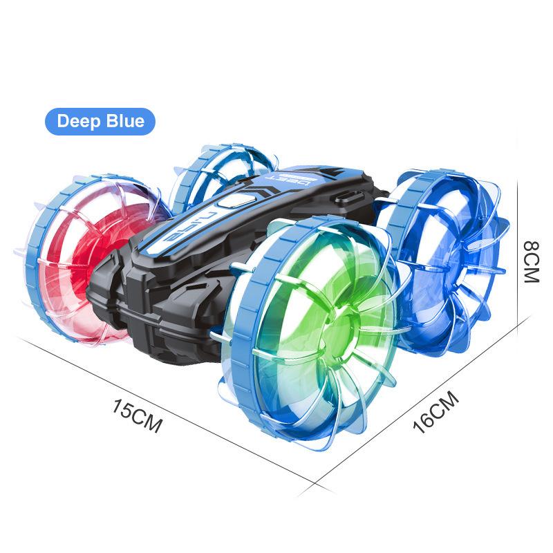 Stunt Remote Control Car with Light Wheels, Dual Remote Control Amphibious Off-Road Vehicle, Rotatable Kids Electric Toy Car