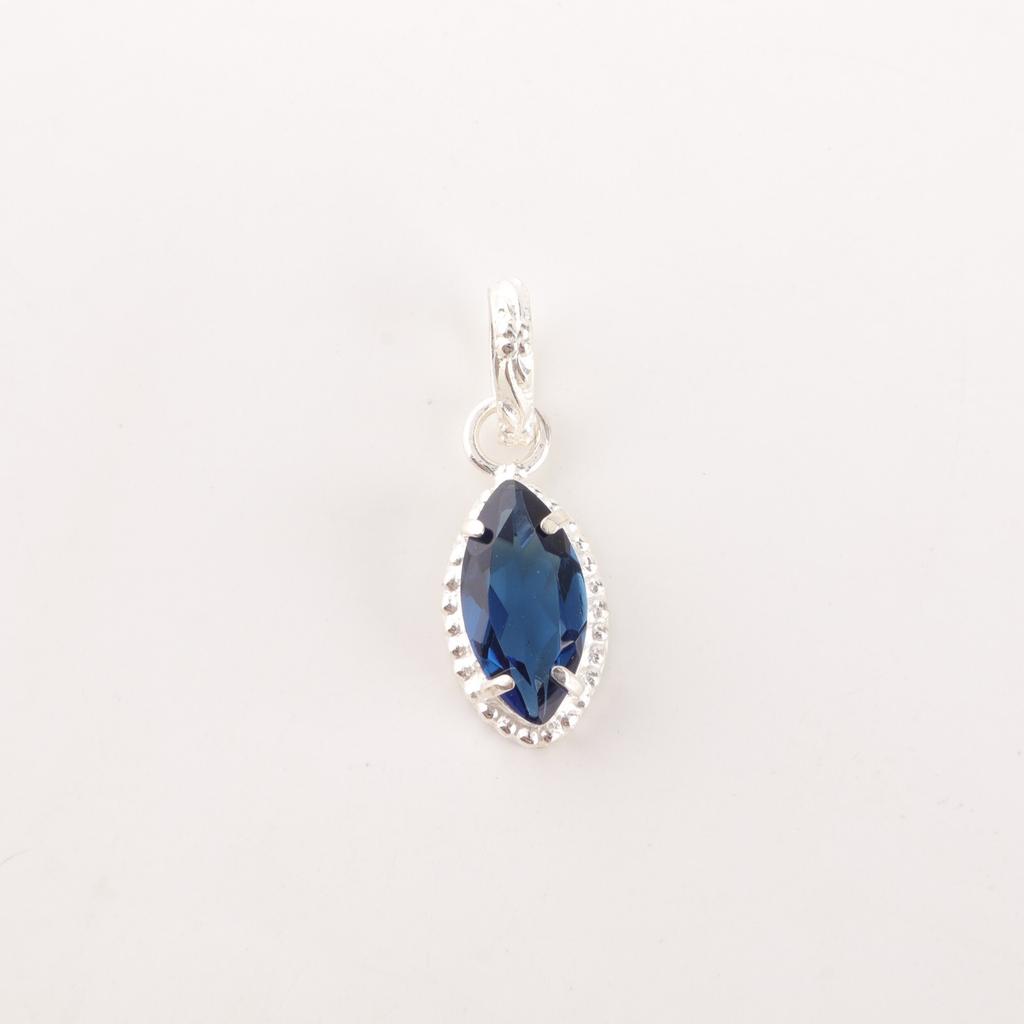 Genuine London Blue Topaz Gemstone 925 Sterling Silver Jewelry Handmade Pendant PP-59-11