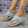 Damenschuh Lässige Damen-Slipper Flach Dicksohlig Zehensteg Keilabsatz Bequeme Sandalen