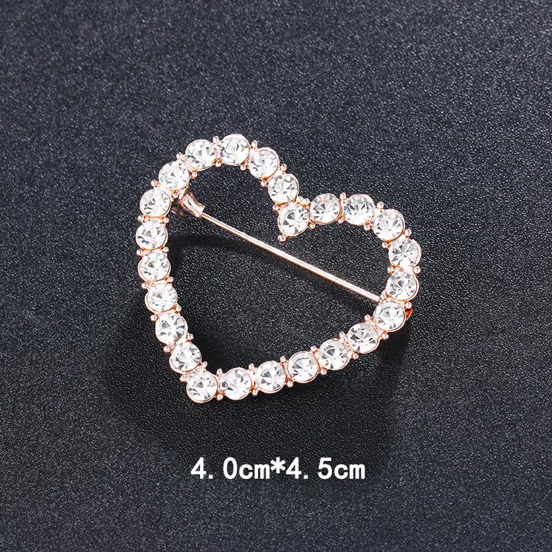 Elegant Rhinestone Heart Brooch for Women's Fashionable Clothing Accessories
