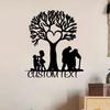 Metal Wall Art Tree of Love Heart Names Sign   Personalized Couple Metal Decor Custom Initial Tree