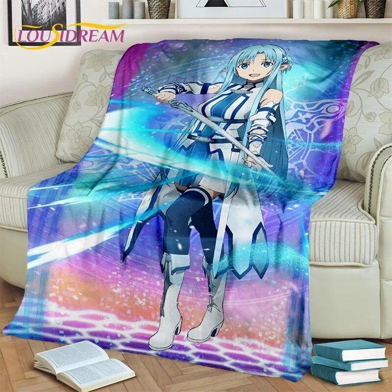 SAO Novel Cartoon Sword Art Online Decke, weiche Überwurfdecke für Zuhause, Schlafzimmer, Bett, Sofa, Picknick, Reisen, Büro, Decke für Kinder