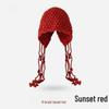Festive Red Tassel Beanie - Women's Autumn/Winter Ear Protection Hat for Christmas and New Year
