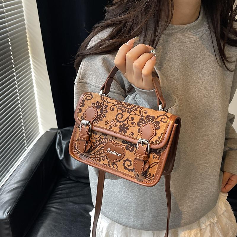 Simple and fashionable printed bags New trendy casual bags Textured winter small bags Crossbody bags Niche women's bags