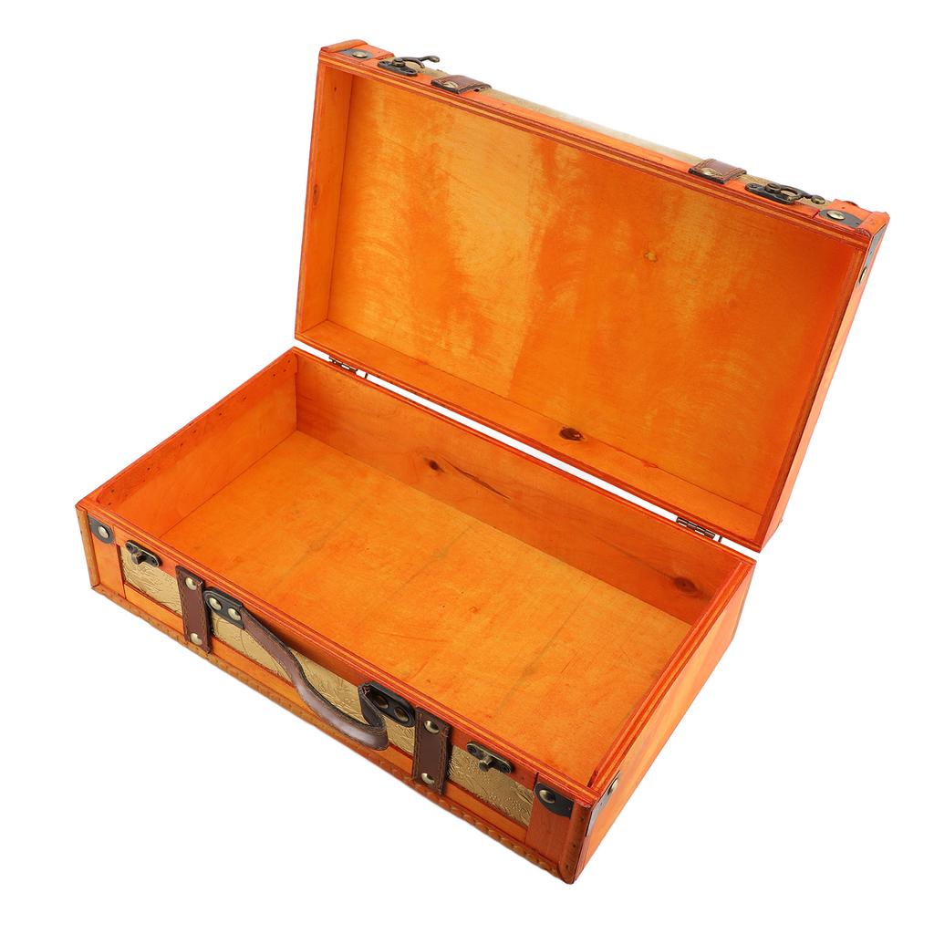 Vintage Suitcase Leather Wood Antique Storage Chest Versatile Vintage Luggage Trunk for Home Decoration Photography Props