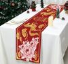 Chinese New Year Linen Table Runner Party Decor Chinese 2026 Spring Festival Lunar Horse Floral Table Runner New Year Decoration
