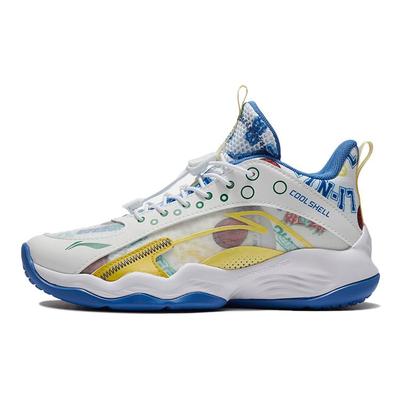 Li Ning Primary 2.5 Anti-Slip Shock Absorbing Durable Low-Top Basketball Shoes Kids Sneakers White Blue YKBS018-3