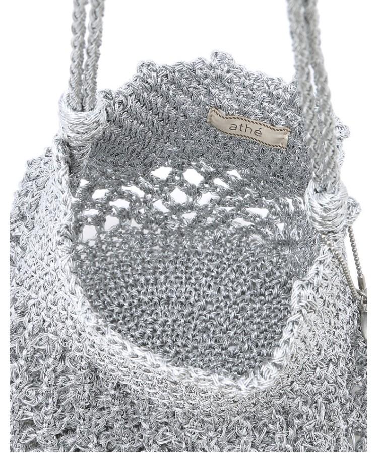 Athe Vanessabruno Silver Metal Knitting Shoulder Bag M Aaba6E811Sv