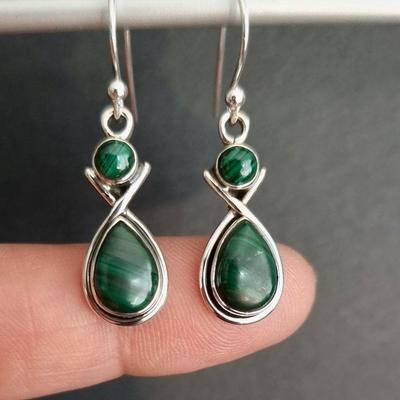 Malachite Earring, 925 Sterling Silver, Dangle Earring, Women Earring, Bezel Earring, Designer Earring, Handmade Jewelry