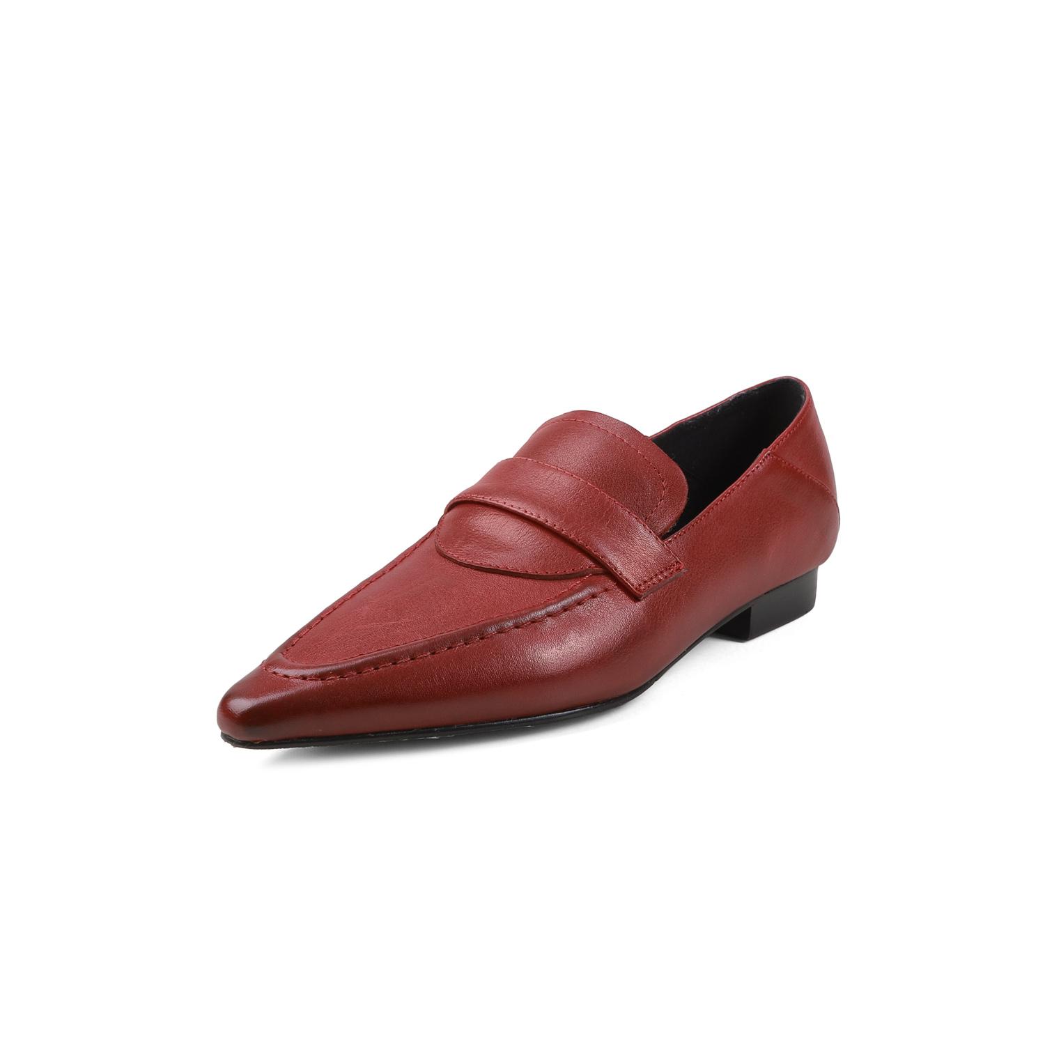 

Fashion 2025 Autumn Low Heels Women Pumps Pointed Toe Concise Office Lady Working Shoes Woman Genuine Leather Pumps Basic Women Shoes 40 красный