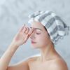 Coral Fleece Cationic Bow Dry Hair Cap, Microfiber Absorption and Quick-drying Striped Shower Cap