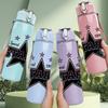1PC Dark Star Vintage Badge 750ml Color Plastic Sports Water Bottle Leakproof Flip Straw Lid Suitable for Sports Office Home Use