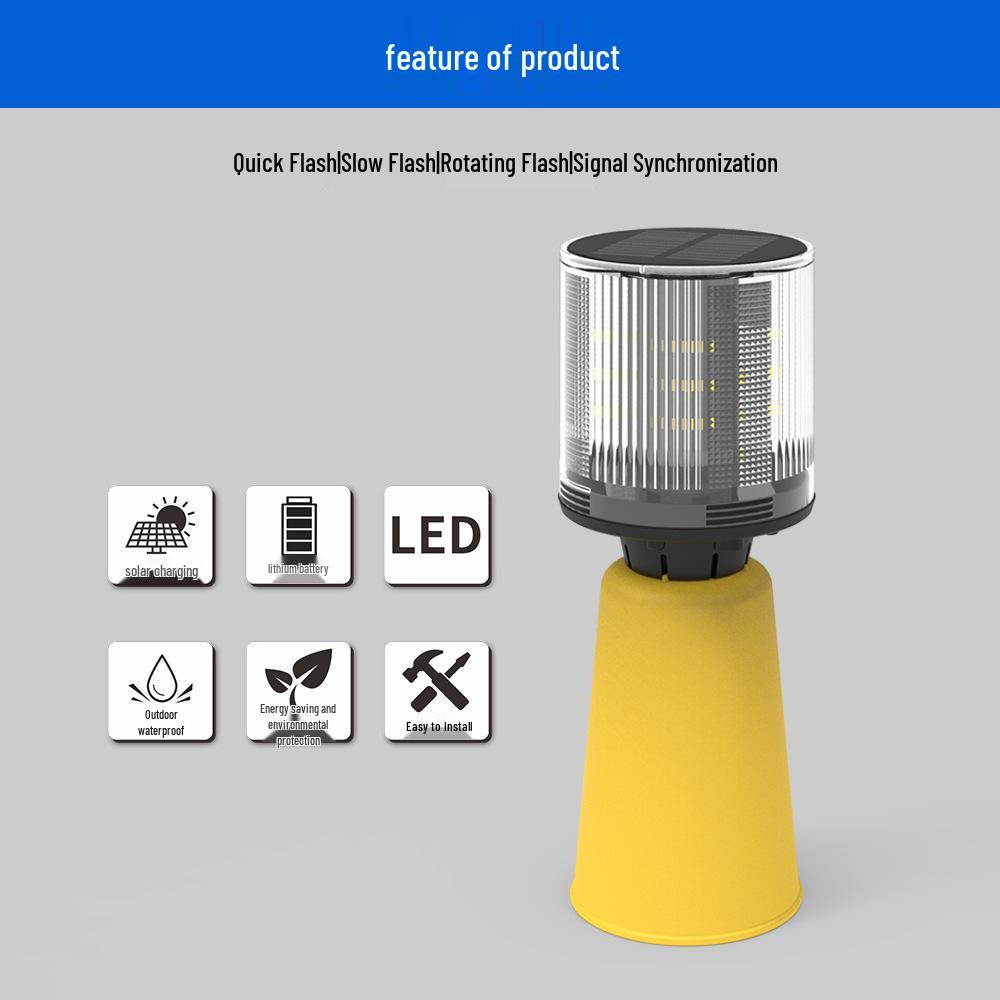 Solar-Powered Red and Blue Traffic Strobe Light for Road Construction and Nighttime Safety