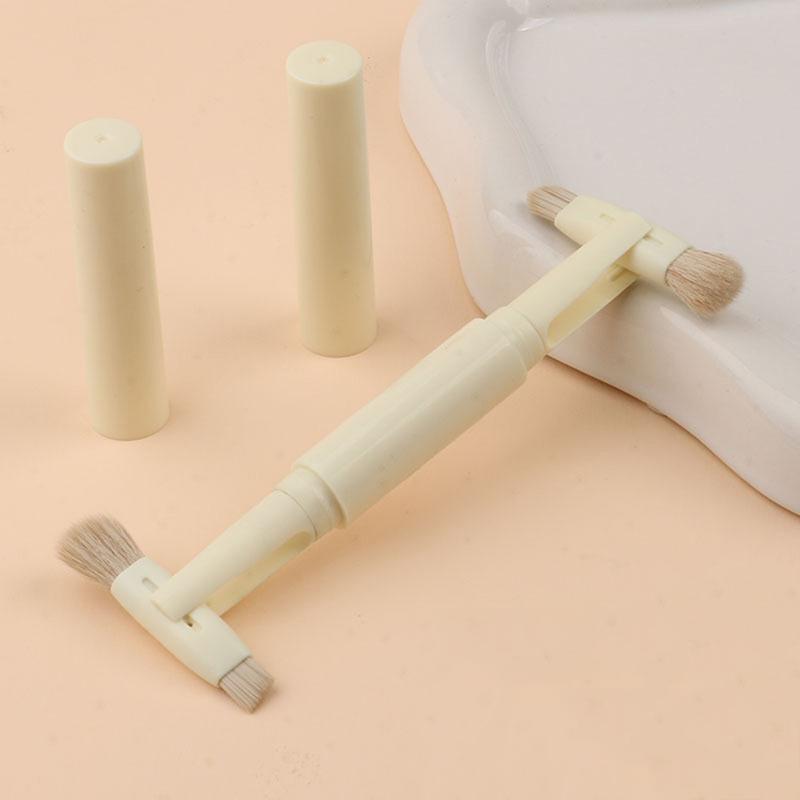 

Double Head Rotating Four In One Eyeshadow Brush Complete Eyeliner/Blending/Brow Brush Tools Portable Travel Eye Makeup Soft бежевый