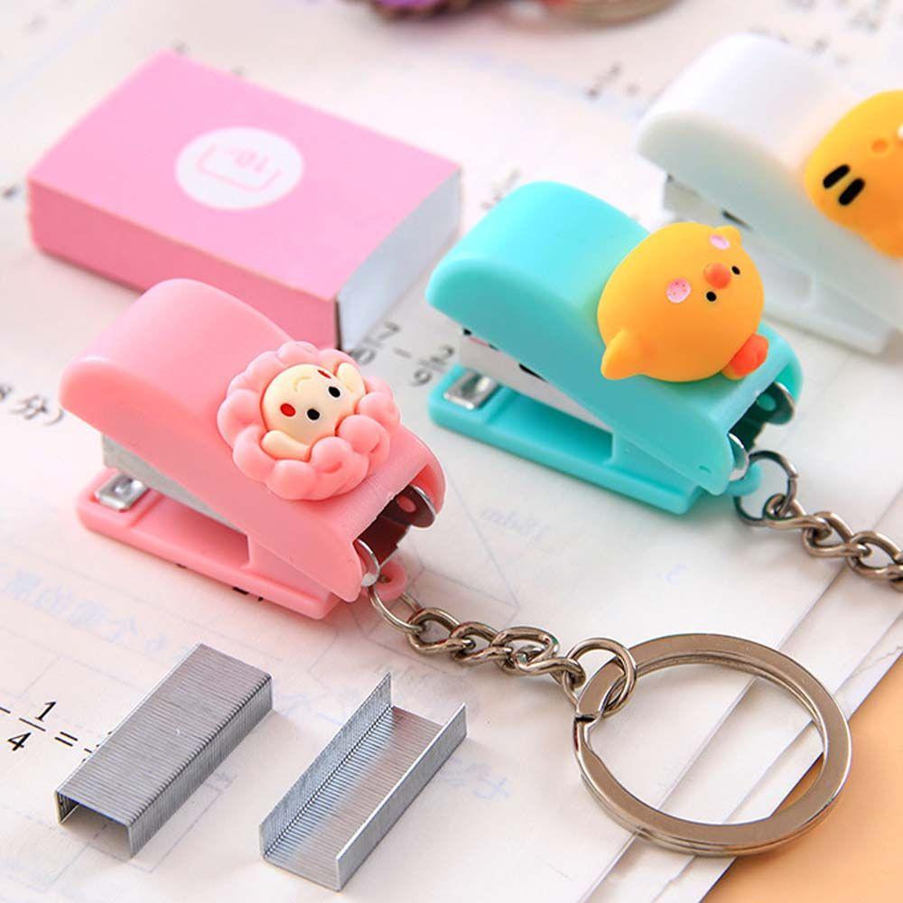 Mini Cartoon Student Supplies Size 10 Staples Stapler Key Chain Mini Stapler Stapler Binding Tools