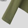 INCERUN Men Stand Neck Long Sleeve Striped Side Bandage Cropped Short Shirts
