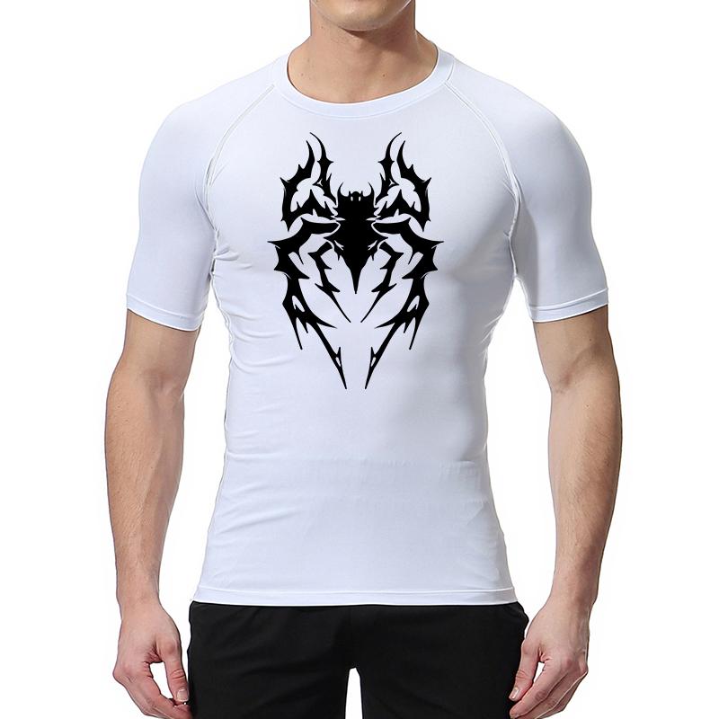 Spider Graphic Compression Shirts for Men Gym Workout Athletic Quick Dry Tshirts Tops Training Running Undershirts Rash Guard
