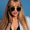Trendy Women's Fashion GlassesStylish Oversized Rectangular Frame Dark Lenses for Sun Protection