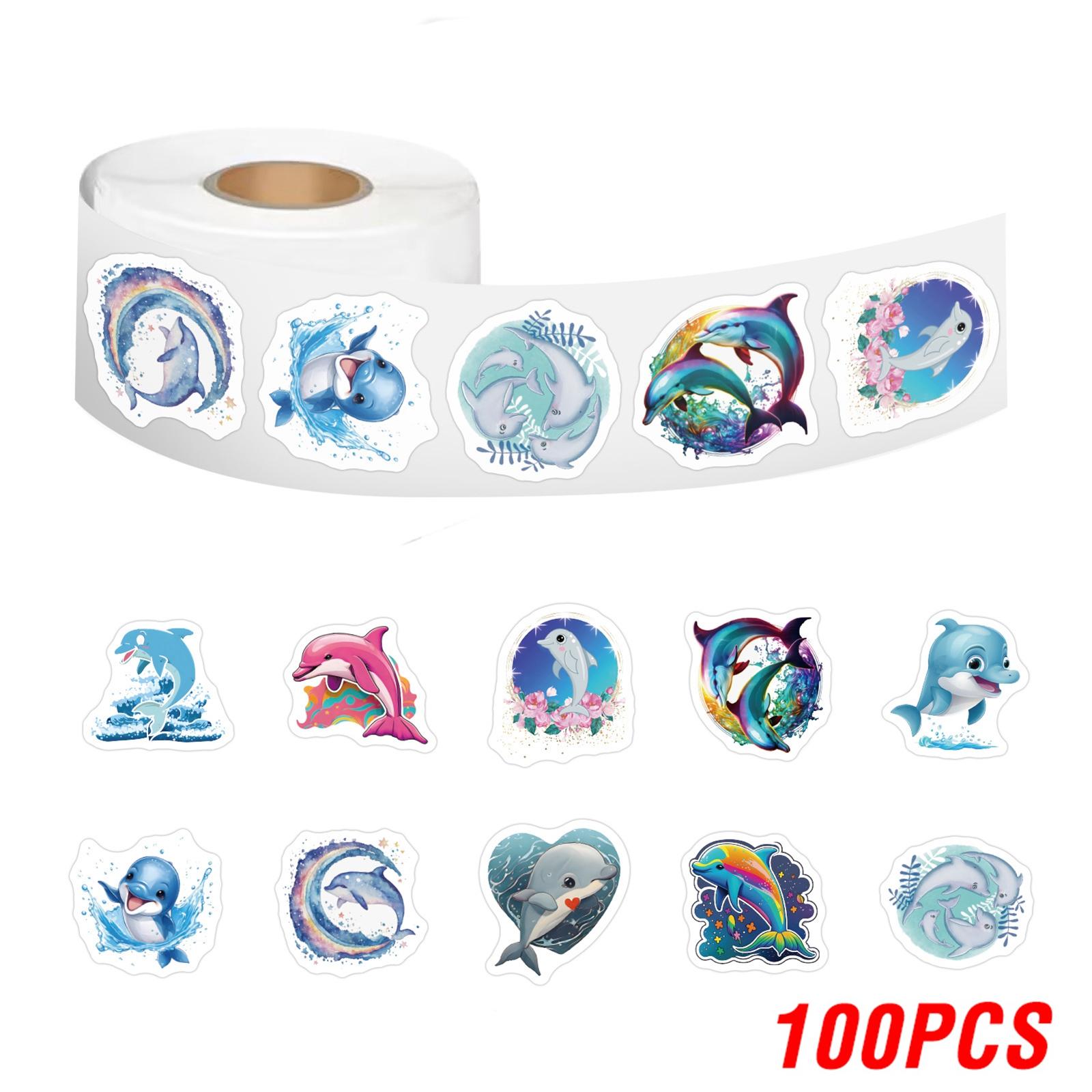 100-500pcs Cute Dolphin Stickers Reward Stickers Kids Toys DIY Scrapbook Party Gift Decoration Label Stationery Sticker