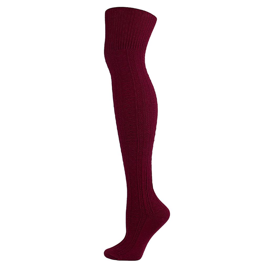 Adult Women Knitting Solid Color Knee-High Socks Cotton Fashion Long Stockings