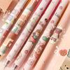 4Pcs Cute Cartoon Design Ballpoint Pen 0.5mm Writing Neutral Pen Press Type Rollerball Pen Learning Office Supplies