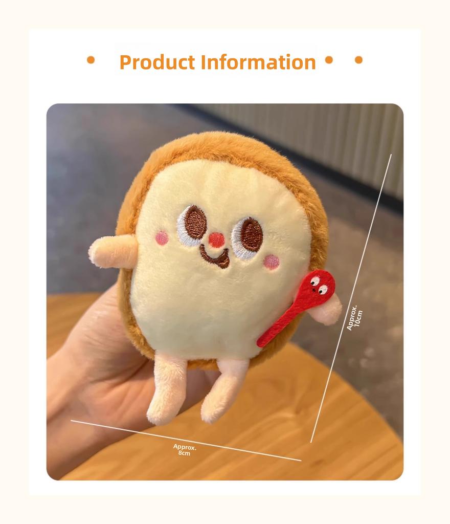 Creative Cute Food Plush Keychains Toast Burger French Fries Soft Toy Backpack Decorations for Students Couples Gift