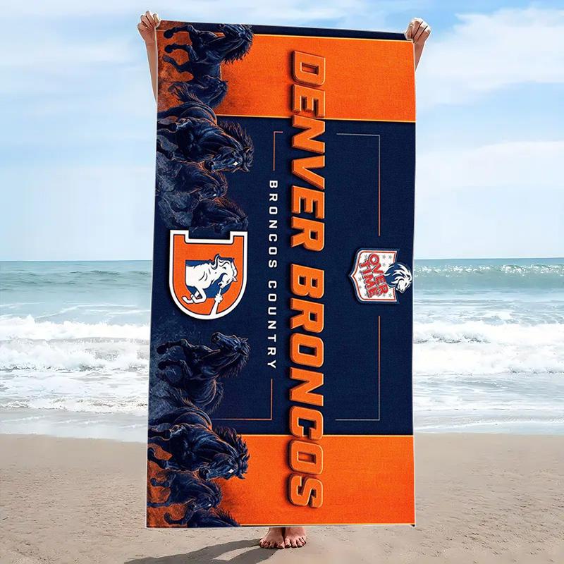 Denver Broncos Druck Strandtuch, Großes Weiches Schnelltrocknendes Handtuch für Strand Camping Schwimmen