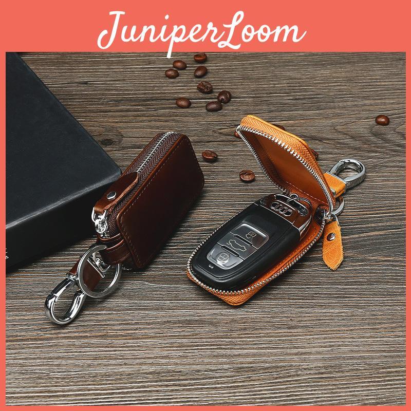 Genuine Leather Key Wallet With Zipper Lock For Men And Women Daily Use