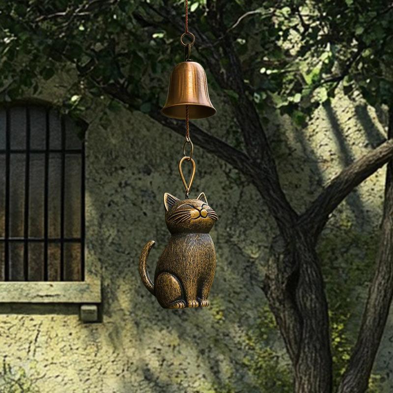 Cat Wind Chime Garden Yard Door Windchime Decorations Elegant Animals Statue Decor Outside Bells Pendant for Yard Home Balcony