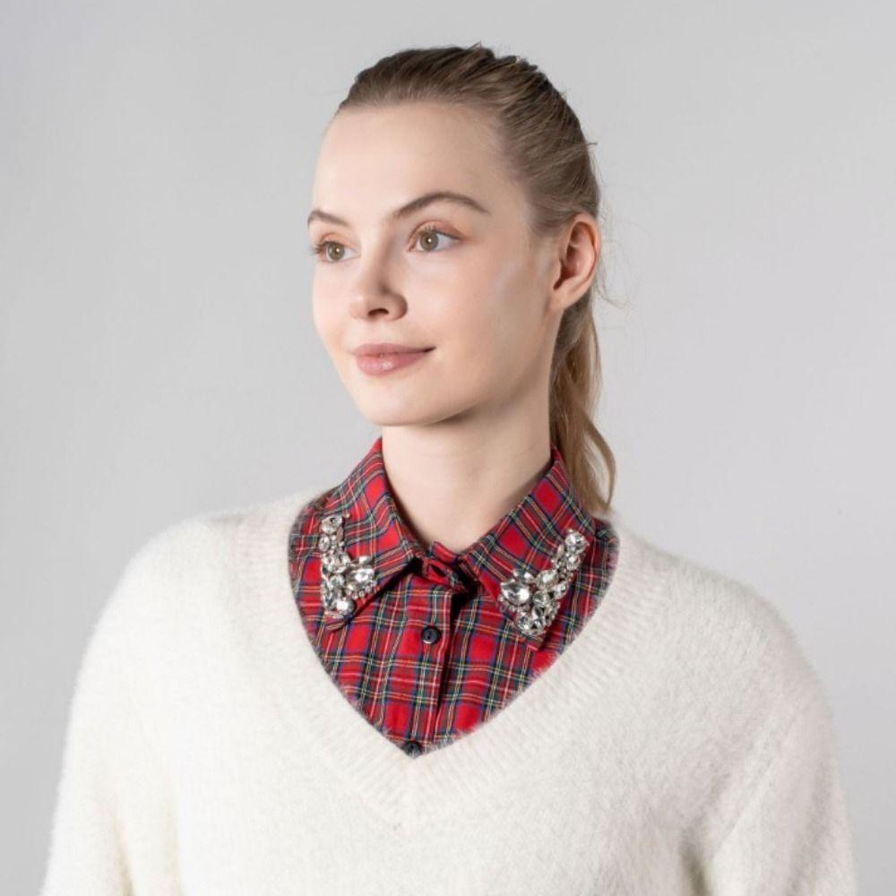 Lace Fake Collar Rhinestones Shirt Collar Versatile Accessory Detachable Collar Party Wear