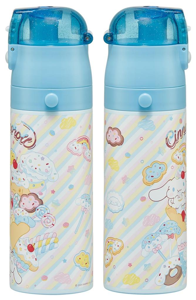 Skater Water 470ml or 430ml Sanrio Cinnamoroll Fancy Snacks Stainless Sports Children's Bottle, 2-Way, (Direct Drinking) (Cup Drinking), & Sweets,